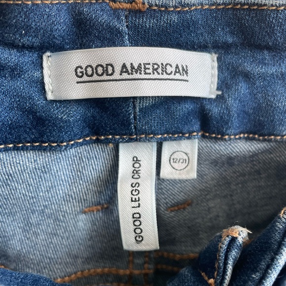 Good American Good Legs Crop High Rise Skinny Distressed Blue Jeans - Picture 4 of 6